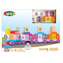 BLOCKS TRAIN LETTERS 47X30X9CM SET 62PCS LUNA