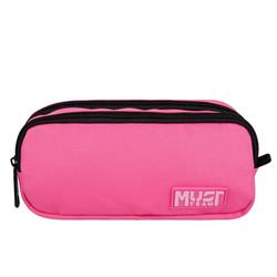 PENCIL CASE MUST TEAM MONOCHROME 21X6X9 2ZIPPERS PINK WITH DARK PINK