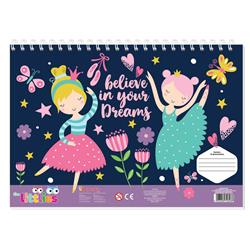 PAINTING BLOCK THE LITTLIES GIRL 23X33 40SH  STICKERS-STENCIL-2 COLORING PG  2DESIGNS.