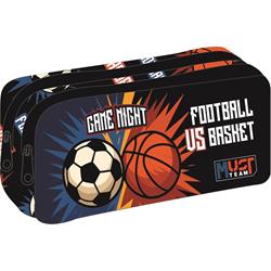 PENCIL CASE MUST TEAM ENERGY 21X6X9CM 2ZIPPERS FOOTBALL VS BASKETBALL