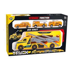 TRUCK YELLOW WITH 3 METALLIC CARS 27X7,5X17,5CM LUNA