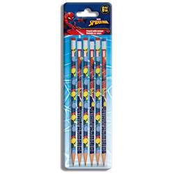 PENCIL WITH RUBBER SPIDERMAN BLISTER 6PCS