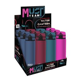 WATER CANTEEN STAINLESS STEEL 600ML 7X23CM 4COL MUST TEAM
