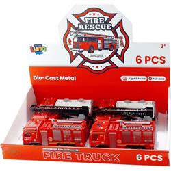 FIRE ENGINE TRUCKS 17X5,3X7,8CM PULL BACK WITH LIGHT AND SOUND 38,5X23,5X31CM LUNA