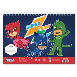 PAINTING BLOCK PJ MASKS 23X33 40SH  STICKERS-STENCIL-2 COLORING PG  2DESIGNS