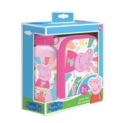 LUNCH BOX PP 800ML & WATER CANTEEN ALUMINIUM 500ML SET PEPPA PIG