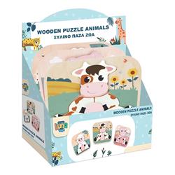 WOODEN PUZZLE FARM ANIMALS 22,5X1,7X19,7CM LUNA