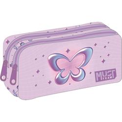 PENCIL CASE MUST TEAM ENERGY 21X6X9CM 2ZIPPERS BUTTERFLY