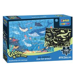 Puzzle Sea Animals Glow In The Dark Luna Toys 100Pcs 48x34cm.