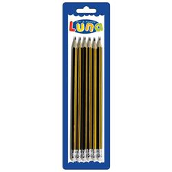 BLISTER PENCILS HB WITH ERASER 6PCS LUNA