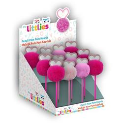 POM POM PENCIL 3COLORSTHE LITTLIES HEARTS