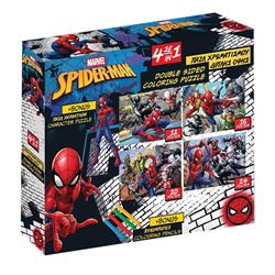 COLORING PUZZLE 4 IN 1 WITH COLORING PENCILS SPIDERMAN