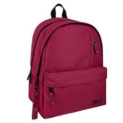 BACKPACK MUST TEAM MONOCHROME CLASSIC 32Χ19Χ42 DOUBLE POCKET BORDEAUX WITH BLACK