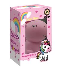 COIN BOX KAZURA 14X12X20CM UNICORN LIGHT PINK