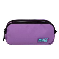 PENCIL CASE MUST TEAM MONOCHROME 21X6X9 2ZIPPERS LIGHT PURPLE WITH LIGHT BLUE