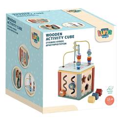 WOODEN ACTIVITY CUBE 15,5X15,5X29CM LUNA