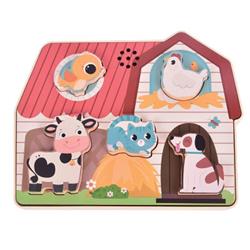 WOODEN PUZZLE WITH SOUND FARM ANIMALS 5PCS 22,4X2,6X18CM LUNA