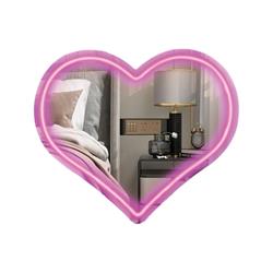 MIRROR NEON LIGHT HEART PINK 33X28 MOOD
