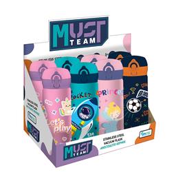 VACUUM FLASK STAINLESS STEEL 500ML WITH STRAW 8X22CM MUST TEAM 4DES