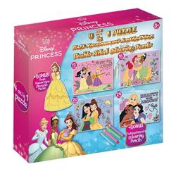 COLORING PUZZLE 4 IN 1 WITH COLORING PENCILS DISNEY PRINCESS