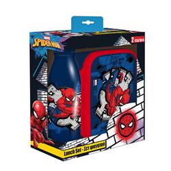 LUNCH BOX PP 800ML & WATER CANTEEN ALUMINIUM 500ML SET SPIDERMAN