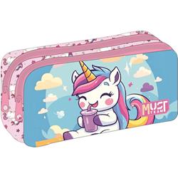 PENCIL CASE MUST ENERGY 21X6X9CM 2ZIPPERS CUTE UNICORN