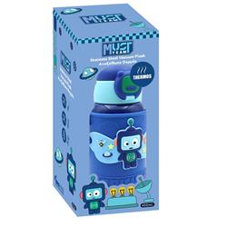 VACUUM FLASK STAINLESS STEEL 500ML WITH CASE & STRAW 21,5X8,5CM MUST TEAM ROBOT