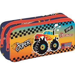 PENCIL CASE MUST TEAM ENERGY 21X6X9CM 2ZIPPERS MONSTER CAR