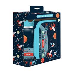 LUNCH BOX PP 800ML & WATER CANTEEN STAINLESS STEEL 500ML SET SPACESHIP MUST TEAM