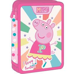 DOUBLE DECKER PENCIL CASE FILLED 15X5X21 PEPPA PIG I LOVE FUNFAIR