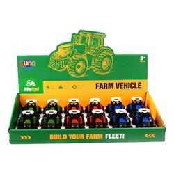TRACTOR DIE CAST PULL BACK 9X5,4X5,8CM 3COL LUNA