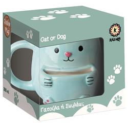 MUG CERAMIC 495ML KAZURA CAT WITH POCKET FOR BISQUIT