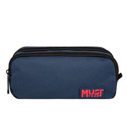 PENCIL CASE MUST TEAM MONOCHROME 21X6X9 2ZIPPERS BLUE WITH FUCHSIA