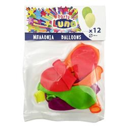 BALLOONS 12PCS IN A POLYBAG NEON LUNA