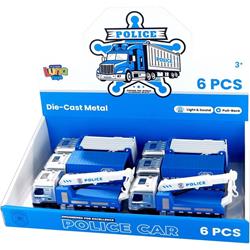 POLICE TRUCKS 17X5,3X7,8CM PULL BACK WITH LIGHT AND SOUND 38,5X23,5X31CM LUNA