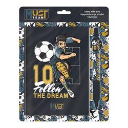 DIARY WITH LOCK MUST TEAM 12X18CM 60SH 60GR AND PEN BOY