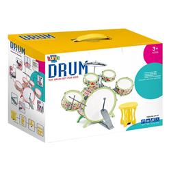 DRUMS GREEN WITH STOOL 42,5X16,3X32CM LUNA