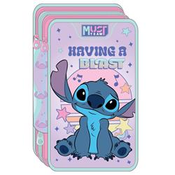 TRIPLE DECKER PENCIL CASE FILLED 12X6X19.5 LILO & STITCH HAVING A BLAST