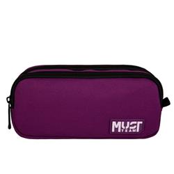 PENCIL CASE MUST TEAM MONOCHROME 21X6X9 2ZIPPERS VIOLET WITH LILA