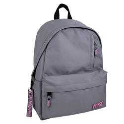 BACKPACK MUST TEAM MONOCHROME CLASSIC 32X17X42 SINGLE POCKET LIGHT GREY WITH PINK