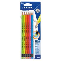 (ΠΚ 000013000) LYRA NEON graphite pencil with eraser blister 6 pcs - HB 