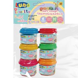 PLAY DOUGH PASTEL 30gr χ 6 COLOURS LUNA