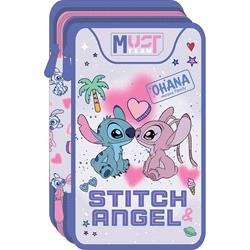 TRIPLE DECKER PENCIL CASE FILLED 12X6X19,5CM STITCH & ANGEL OHANA