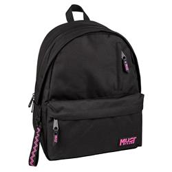 BACKPACK MUST TEAM MONOCHROME CLASSIC 32Χ19Χ42 DOUBLE POCKET BLACK WITH PINK