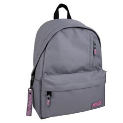 Backpack Must Team Monochrome Classic Light Gray with Pink 1 Main Case