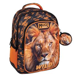 Σχολική Τσάντα Πλάτης Δημοτικού Must Team Wild African Lion 3 Θήκες