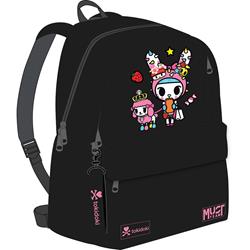 BACKPACK MUST TEAM MONOCHROME CLASSIC 32Χ19Χ42 DOUBLE POCKET BLACK WITH PINK TOKIDOKI