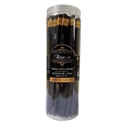 PENCIL WITH ERASER BLACK GOLD WOOD-FREE TESORO