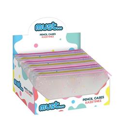 School Pencil Case Flat Silicon Must Focus Confetti 4 Colors