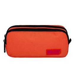 PENCIL CASE MUST TEAM MONOCHROME 21X6X9 2ZIPPERS ORANGE WITH PINK